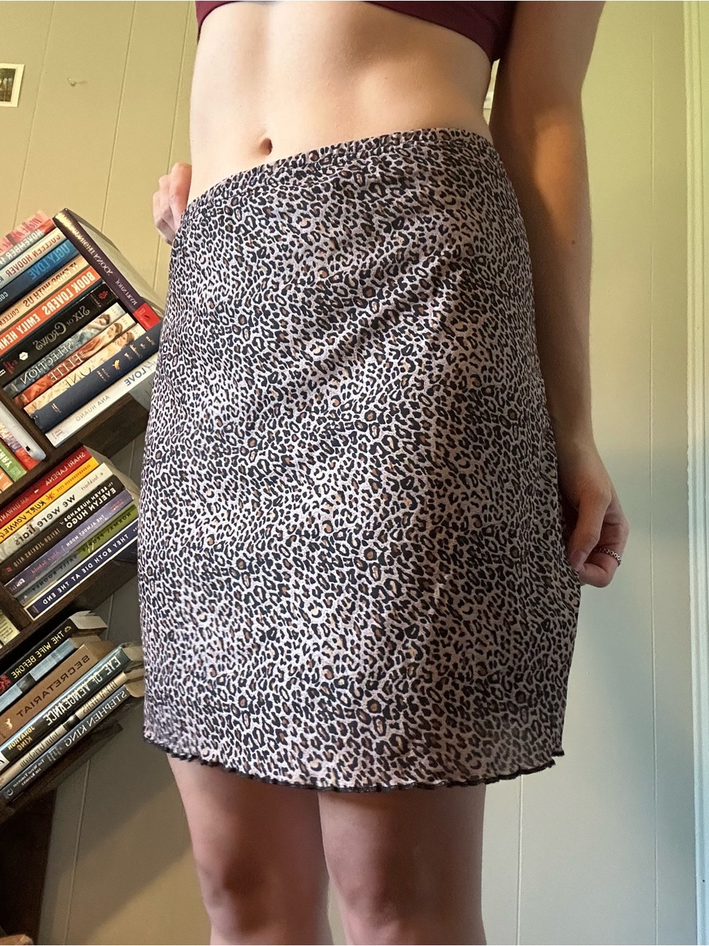 SHEIN Leopard Print Mini Skirt - Taupe & Black